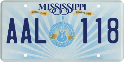 MS license plate AAL118