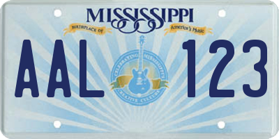 MS license plate AAL123