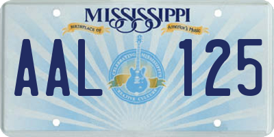 MS license plate AAL125