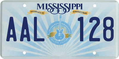 MS license plate AAL128