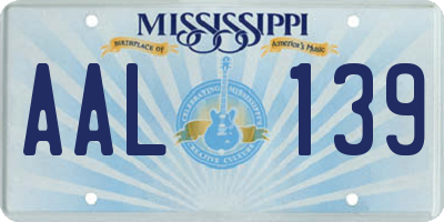 MS license plate AAL139