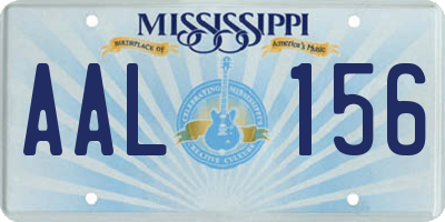 MS license plate AAL156