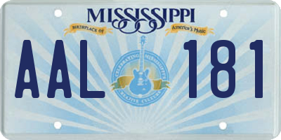 MS license plate AAL181