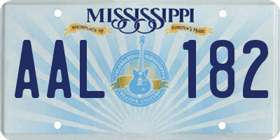 MS license plate AAL182