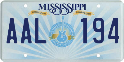 MS license plate AAL194