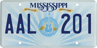 MS license plate AAL201