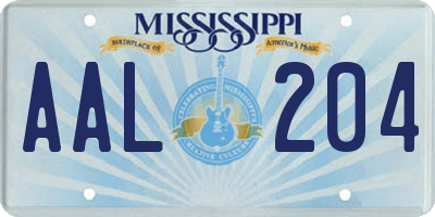 MS license plate AAL204