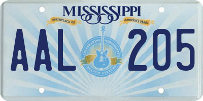 MS license plate AAL205