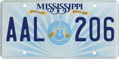 MS license plate AAL206