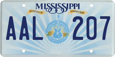 MS license plate AAL207