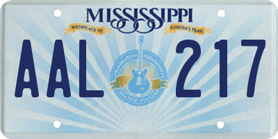 MS license plate AAL217