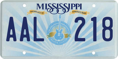 MS license plate AAL218