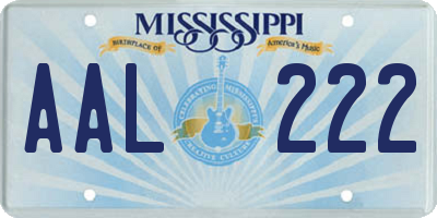 MS license plate AAL222