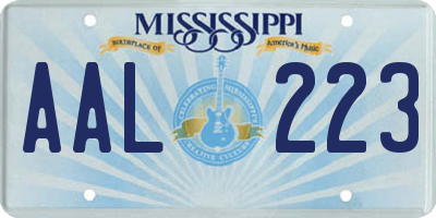 MS license plate AAL223