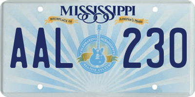 MS license plate AAL230