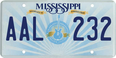 MS license plate AAL232