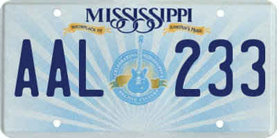 MS license plate AAL233