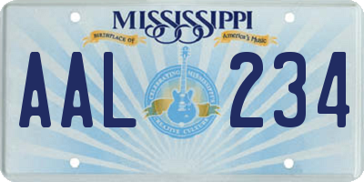 MS license plate AAL234