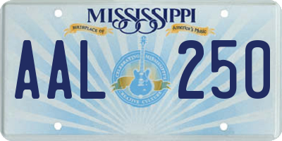 MS license plate AAL250