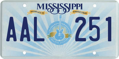 MS license plate AAL251