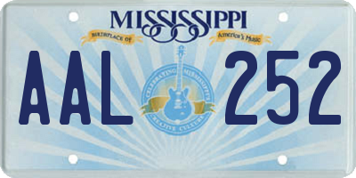 MS license plate AAL252