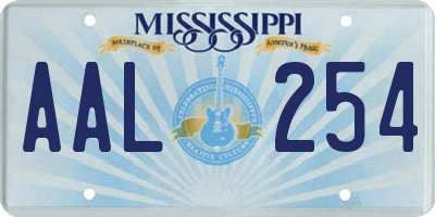 MS license plate AAL254