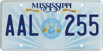 MS license plate AAL255