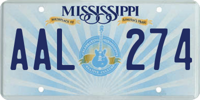 MS license plate AAL274