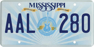 MS license plate AAL280