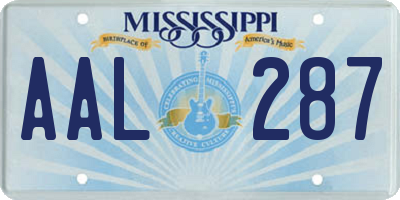 MS license plate AAL287