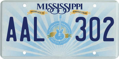 MS license plate AAL302