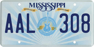 MS license plate AAL308