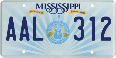 MS license plate AAL312