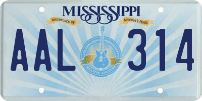 MS license plate AAL314