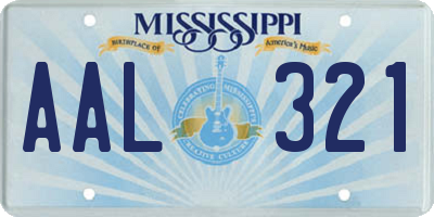 MS license plate AAL321