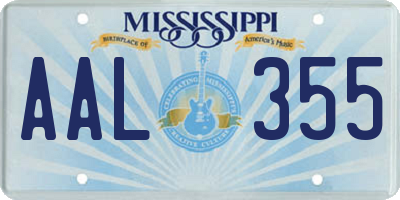 MS license plate AAL355