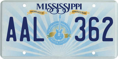 MS license plate AAL362