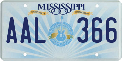 MS license plate AAL366