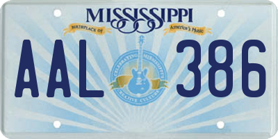 MS license plate AAL386