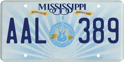 MS license plate AAL389