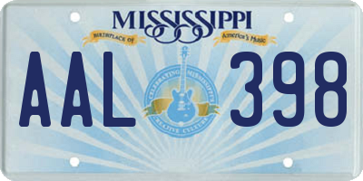 MS license plate AAL398