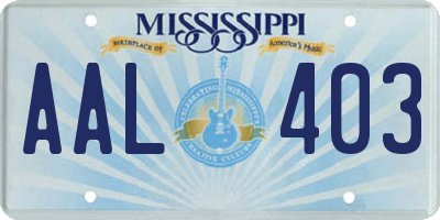 MS license plate AAL403