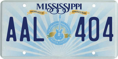 MS license plate AAL404