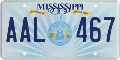 MS license plate AAL467