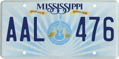 MS license plate AAL476