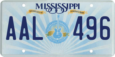 MS license plate AAL496