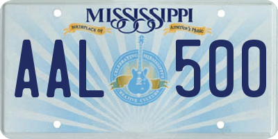 MS license plate AAL500