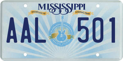 MS license plate AAL501