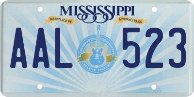 MS license plate AAL523