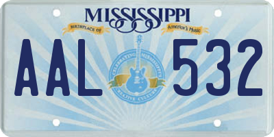 MS license plate AAL532